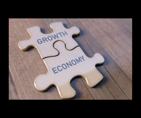 An image of two puzzle pieces, One says growth and one says economy. This is a demonstration of how when you Understand The Economy it directly correlates with growth.